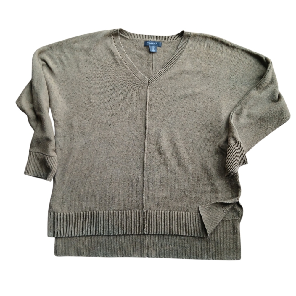 Tahari Women's Size XL Olive V-neck Sweater